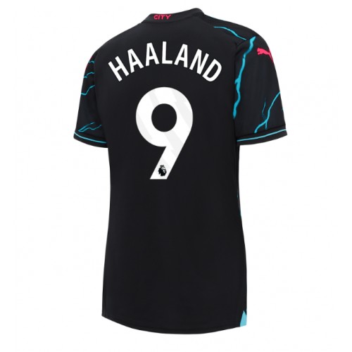 Fotballdrakt Dame Manchester City Erling Haaland #9 Tredjedrakt 2023-24 Kortermet
